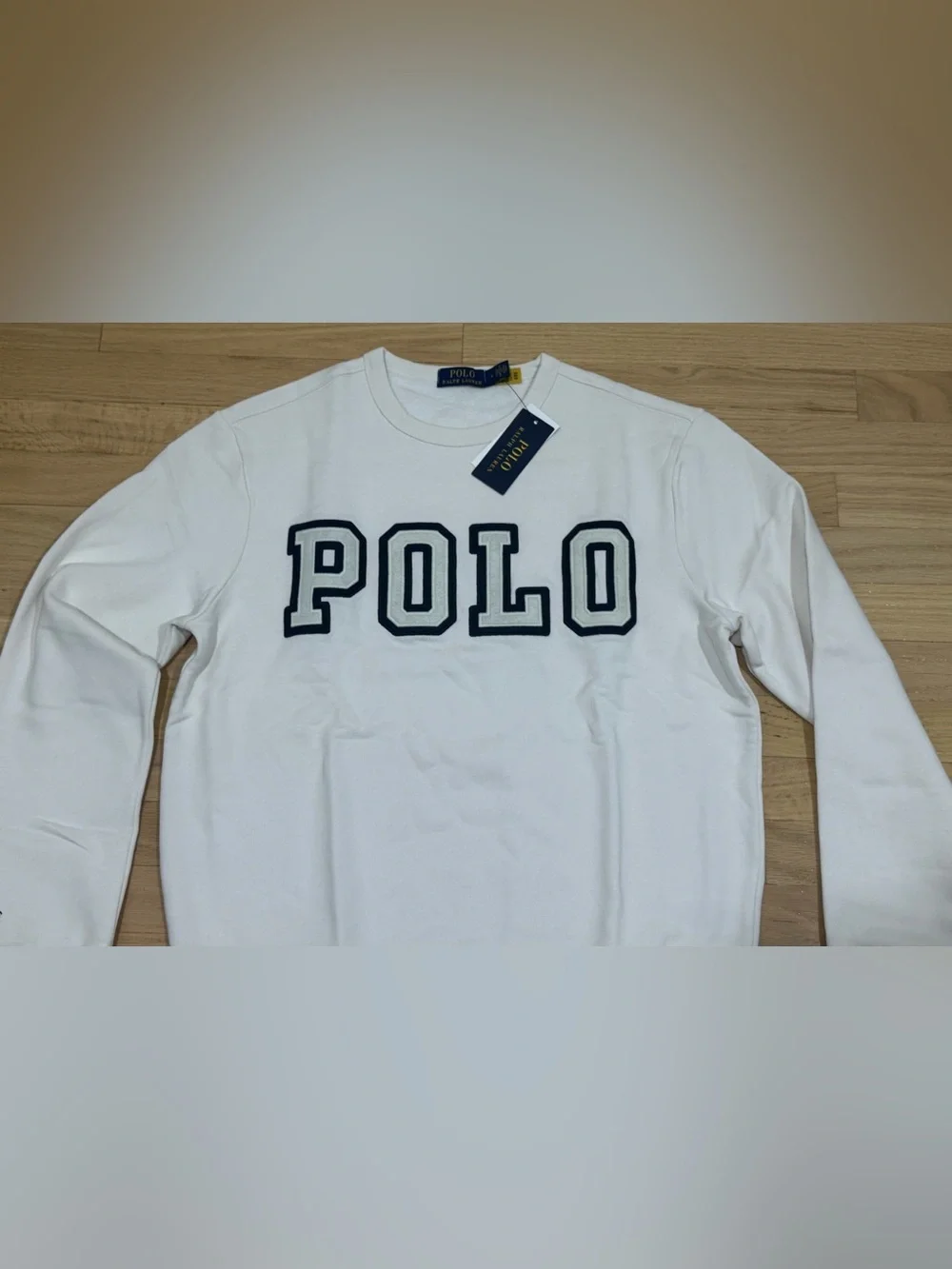 Polo Ralph Lauren Men's Embossed Stitched Pony Logo Fleece Sweatshirt White S
